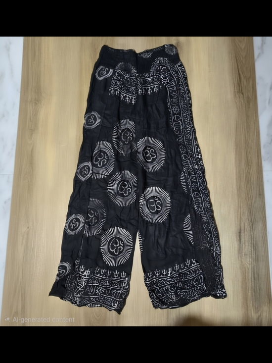 EARTHBOUND Pants - EARTHBOUND Black & White OM Printed Wide Leg Pants